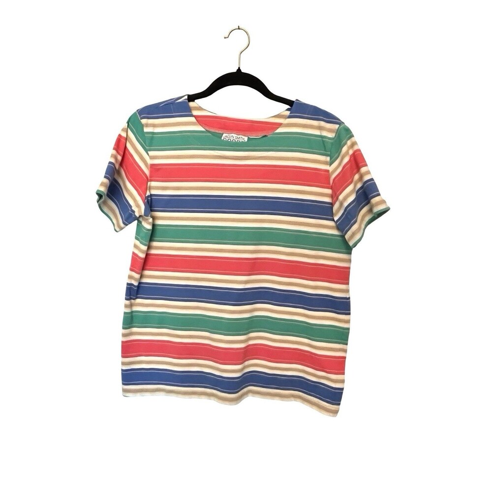 Vintage Jaclyn Smith Sport Striped Top Women’s Medium Colorful Retro Y2K Tee